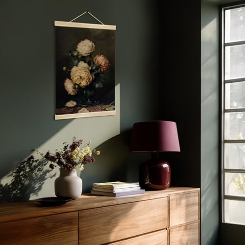 You found a duck Vintage Camellia Flower Poster Wall Art Decor,Retro Camellia Wall Art,Flowers Linen Hanging Poster for Bedroom Living Room Office, Farmhouse18.5X14inch (HD017) - color: HD017