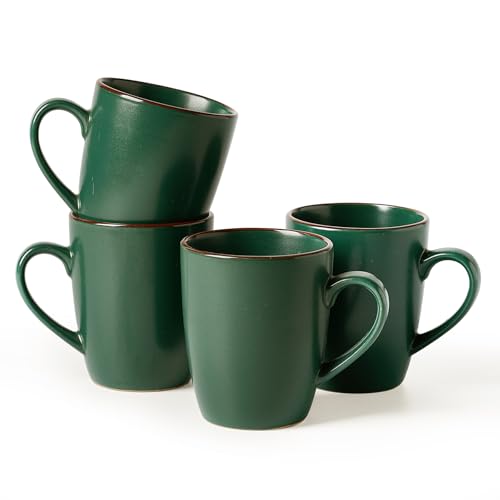 famiware Venus Coffee Mugs Set of 4, 13 oz Ceramic Stoneware Mug Cup Set - color: Dark Green, size: 4pcs