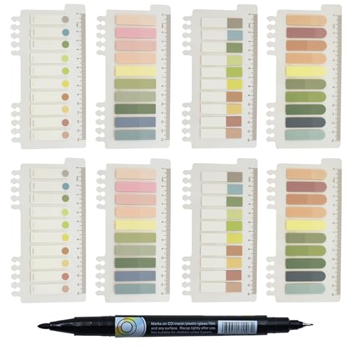 YOUDEFUL 1600Pcs Transparent Sticky Note Tab, Morandi Page Marker - size: Tabs White