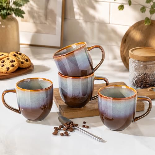 theterra Ceramic Coffee Mugs Set of 6, 12 oz Coffee Cups with Handle - color: Dusk Blue, size: 12 OZ (Set of 6)