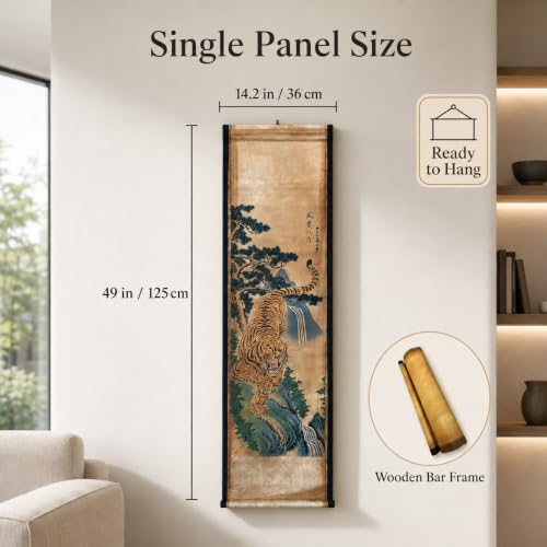 Wall Art Poster Prints Painting Scroll Decor Tiger Animal Tree Feng Shui - color: E3