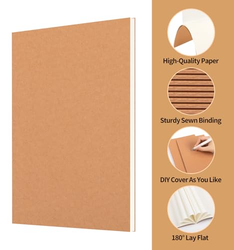 100 Pack A5 Blank Kraft Notebooks Bulk, Journaling Notebooks, Soft Cover Composition Notebook, 8.3x5.5 Inches 60 Pages Travel Journal Notebooks Set for Work, School, Student, Kids, Writing - color: Brown, style: Blank-100pack