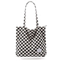 KALIDI Women Corduroy Tote Bag Zipper Casual Tote's Handbag Big Capacity Shoulder Bag with Pockets - color: Checkerboard Black