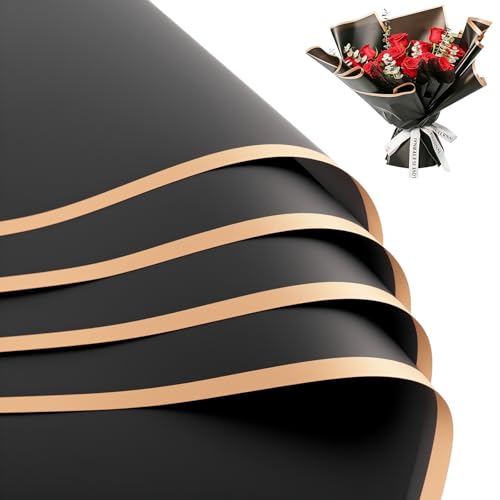 CCIJESW 20 Sheets Flower Bouquet Wrapping Paper Flora Packaging Black - color: 018-Transparent Black