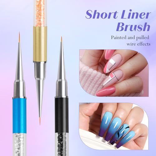 Nail Art Brushes, Nail Design Brushes with Liner Brush and Nail Art Pen - color: 5PCS Nail Design Brushes