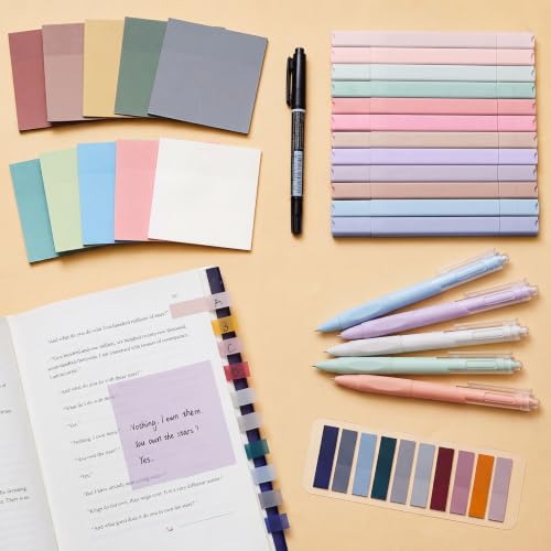 Jutom 38 Pcs Book Annotation Kit for Bible Study, Earth Tones, Square - color: Earth Tones