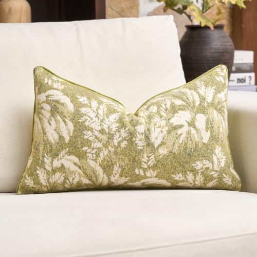 Alerfa Light Green Neutral Floral Pillow Cover 12 x 20 Inch, Vintage Rectangle Couch Fall Throw Pillow Cover Soft Decorative Farmhouse Accent Pillowcase for Living Room Bedroom - color: Light Green, size: 20" x 12" (Pack of 1)