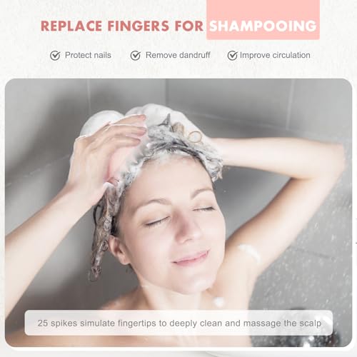 FREATECH Scalp Massager Hair Growth, Scalp Scrubber Shampoo Brush with Soft Silicone Bristles for Dandruff Removal and Hair Care, Wet & Dry Hair Massager Scalp Exfoliator, Chalk Pink - color: Chalk Pink