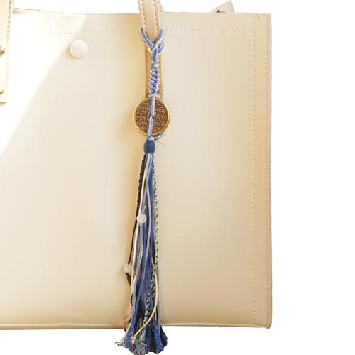 Long Tassel Bag Charms Tradition Lucky Backpack Charm for Women Men (Blue) - color: Blue