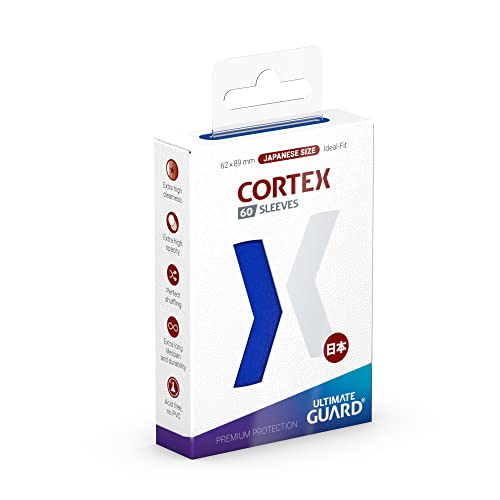 Ultimate Guard Cortex Outer Card Sleeves, 60 Japanese Size TCG Sleeves, 62 x 89mm, Blue Back, Glossy Finish, No PVC & Acid-Free, High Clarity - color: Blue, size: Japanese Glossy