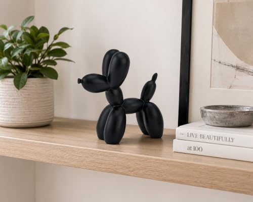 4 Inch Matte Black Balloon Dog Sculpture - color: Black