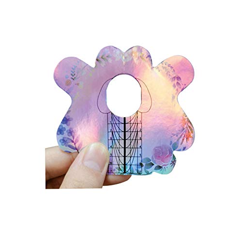100PCS Nail Form Laser Pink Acrylic Nail Extension Sticker, Poly Gel Sticker,Nail Extension Forms,Self-Adhesive Nail Tips Guide Stencil Manicure Tool - size: 100 Count (Pack of 1)