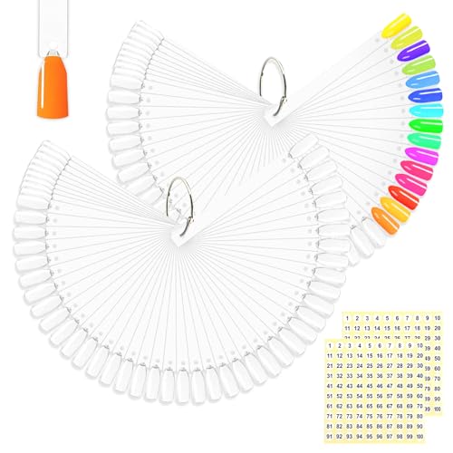BQAN Nail Swatch Sticks 100 Pcs Clear with Ring & Number Stickers - color: Clear-100PCS