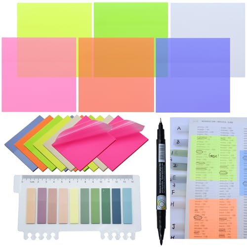 YOUDEFUL 800Pcs Transparent Sticky Note, 3"x3" Clear Sticky Note,Colorful - size: Square Bright Colorful