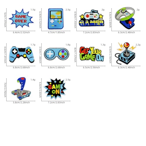 10 Pcs Video Game Iron On/Sew On Patches, Gaming Embroidered Applique for Boys, Clothes Backpacks Hats Pants Jackets Jeans Decoration, Party Favors, DIY Accessories - color: 10 Game