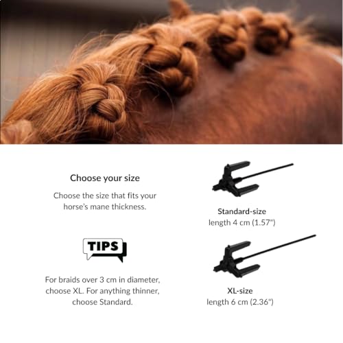 Quick Knot® Deluxe | Mane Braiding Clips for Horses & Ponies | Professional Show Braids in Minutes | No Sewing Required | Reusable (Brown, Standard) - color: Brown, size: Standard