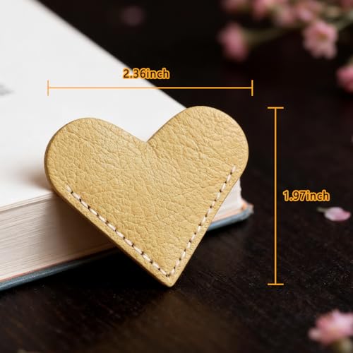Leather Heart Bookmarks, HOMTEK 6pcs Cute Corner Page Book Marks for Reading Women, Book Lovers Teachers Students, Cute Handmade Reading Gifts(Love B-6pcs) - style: Love B-6PCS