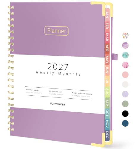 Forvencer 2027 Planner, Hardcover Calendar Planner Jan - Dec 2027, 8.5"x11" - color: Muted Purple, size: 8.5"x11" (Jan 2027 - Dec 2027)