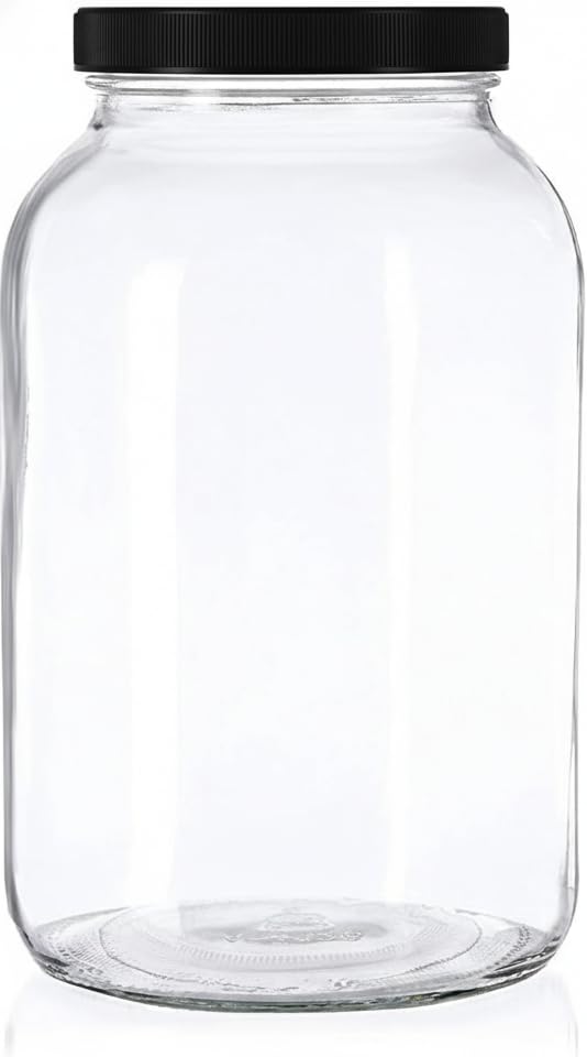 kitchentoolz 1 Gallon Glass Jar with Lid – Large Gallon Mason Jar with Lid for Sourdough Starter, Kombucha, Sun Tea, Pickling, and Storage Jug – Made in the USA - Black - color: Black, size: Pack of 1