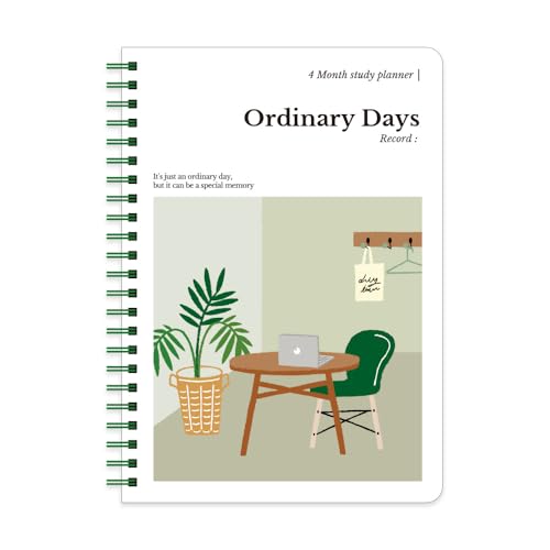 Monolike Ordinary days 4 Month Study Planner, Green day - Academic Planner, Weekly & Monthly Planner, Study plan - color: Ordinary days - Green day