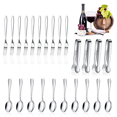 24 Pcs Mini Appetizers Forks and Spoons Tongs, Vivid Sharp Spoon, Silver - color: Vivid Silver, size: Sharp Spoon