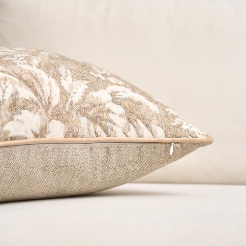 Alerfa Beige Neutral Floral Pillow Cover 12 x 20 Inch, Vintage Rectangle Couch Fall Throw Pillow Cover Soft Decorative Farmhouse Accent Pillowcase for Living Room Bedroom - color: Beige, size: 20" x 12" (Pack of 1)