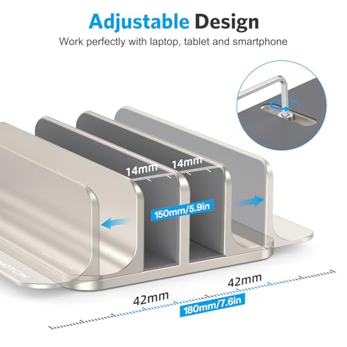 OMOTON Dual Vertical Desk Laptop Stand Holder, Fits MacBook Air, Starlight - color: Starlight