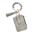 Boho Beaded Wallet Wristlet Keychain Card Holder Tassel Purse - color: A6:gray