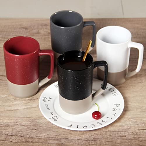 16 OZ Large Coffee Mug, Ceramic Coffee Mugs, Big Tea Cup, Black - color: Black