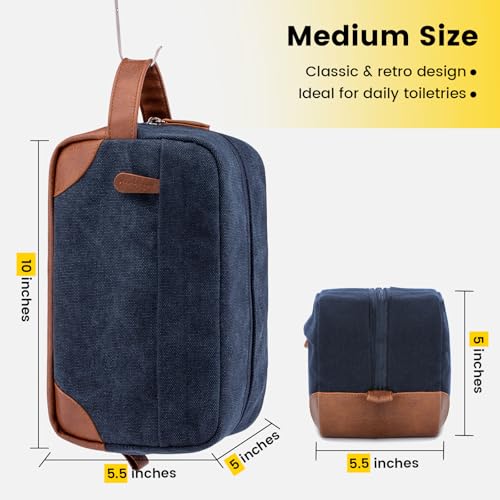 Vorspack Canvas Travel Toiletry Bag for Men, Medium, Navy Blue - color: Navy Blue, size: Medium