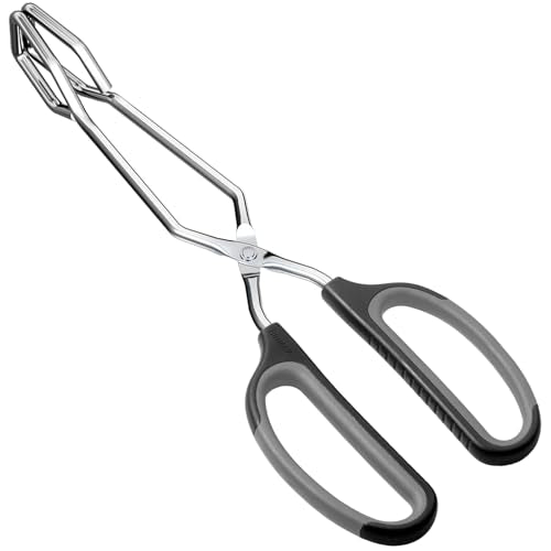 HINMAY Scissor Tongs 10-Inch Stainless Steel Scissor Style Tongs - size: 10"