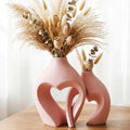 Ceramic Flower Vases Table Decor Heart Shaped Vase Set of 2 Pink - color: Pink