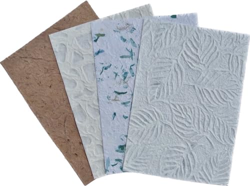 Handmade Mulberry Paper Sheets Thick A4 Variety Textured Patterns for Painting, Writing, Decorative Card Making DIY Craft, 20pcs
