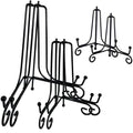 HENABLE 6PCS 3 Size Black Iron Plate Stands for Display - 4, 6, 8 Inch Decorative Metal Plate Holders - Mini Easel, Frame, Book, Card, Plaque, Bowl, Picture Display Stands - size: 6PCS 4 6 8IN