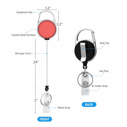 ID Badge Holder with Lanyard Easy to Use Red Badge Holder for Workers Events Schools - color: Red