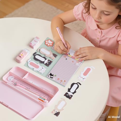 11 Pcs Pink Cute Cat Stationery Gifts Set, Kawaii School Supplies