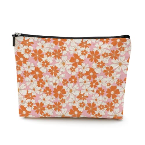 Boho Makeup Bag, Aesthetic Daisy Floral Cosmetic Bag Makeup Organizer Pouch - color: Flower