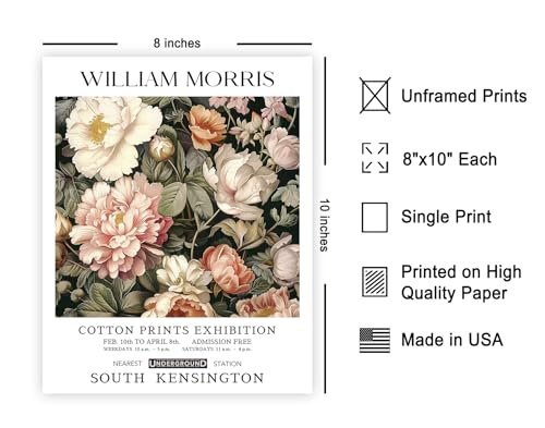 Poster Master William Morris Poster - Chrysanthemum Print - Flower Art - Botanical Art - Exhibition Print - Textile Pattern Design - Floral Illustration - Living Room or Bedroom Wall Decor - 8x10 UNFRAMED Wall Decor - color: Style-09, size: 8"L x 10"W
