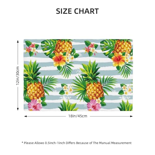 Summer Pineapple Palm Leaves Placemats Set of 6 12x18 Inch - color: Blue White Yellow, size: Set of 6