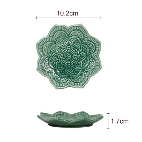 4" Datura Flower Ceramic Jewelry Dish, Ring Tray for Women(White) - color: White