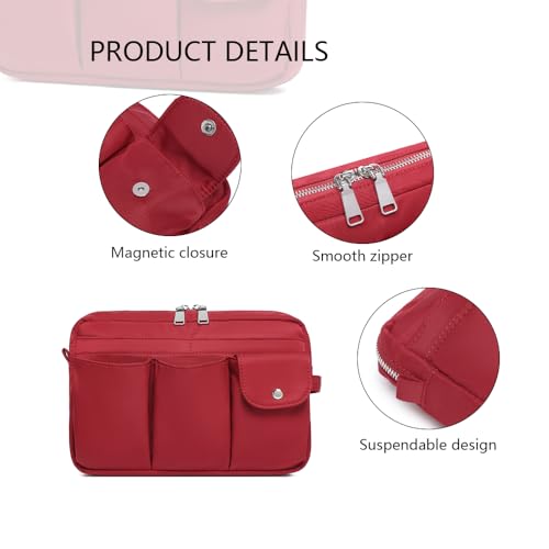 Pencil Holder Storage Bag for Women, Large Capacity Zippered Pencil Case with Multiple Pockets, Nylon Canvas Stationery Organizer for Office, Travel & Daily Use (Nylon,Burgundy Red) - color: Burgundy Red/Nylon