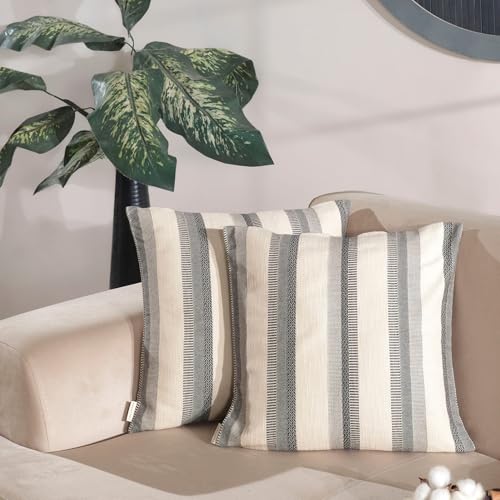 SOULMARK | 100% Turkish Cotton Decorative Pillow Covers | Charcoal Gray & Set of 2 | 20x20 | Hidden Zipper & Machine Washable | Soft & Woven Textured Euro Sham Covers for Sofa, Couch, Livingroom - color: Charcoal Gray, size: 20" x 20" (Pack of 2)
