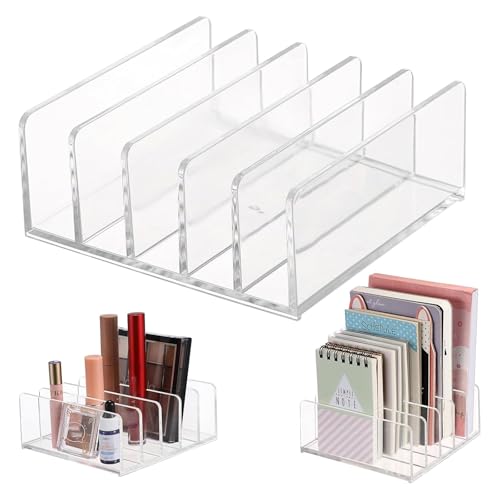 Hipiwe 2-Pack Acrylic File Organizer for Sorting Mail - 5 Slot Mail Sorter