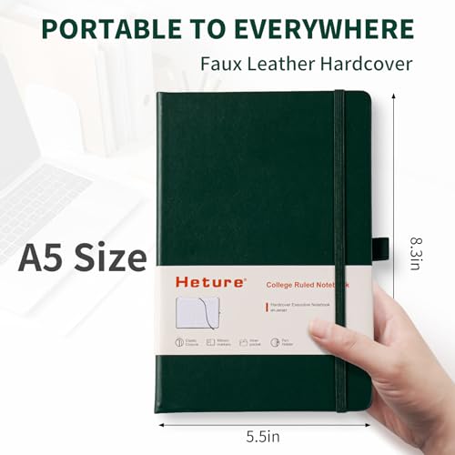 Heture Hardcover Notebooks, A5 Lined Journals Notebook for Work 160 Pages - color: Forest Green, size: 1 Pack