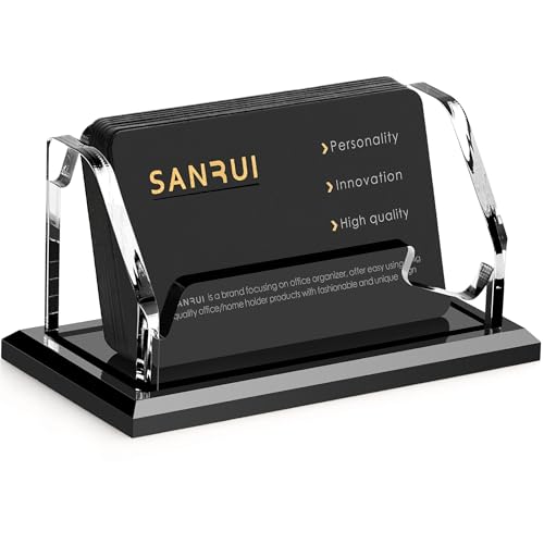 SANRUI Acrylic Black Business Card Holder Clear Desk Display Stand 1 Slot