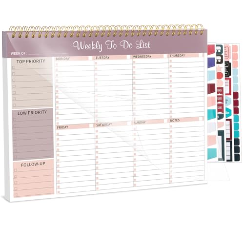 Thboxes Weekly To Do List Notepad, 8.5"x11" Desk Planner 52 Sheets, Lilac - color: Lilac Weekly To Do List
