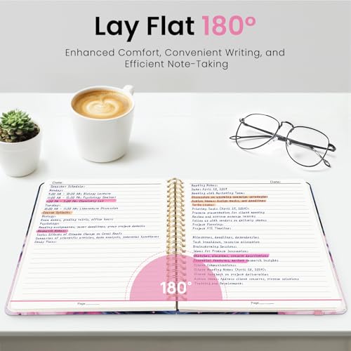 ZOTIA Lined Spiral Journal for Women, A5 Pretty Hardcover Notebook for Work, School & Office Writing, Aesthetic Writing Journal College Ruled, 140 Pages, 5.8" x 8.3", Pink Vortex - color: I-Pink Vortex