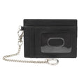 Leather Credit Card Holder with Keychain, Slim RFID Wallet (Black) - color: Black