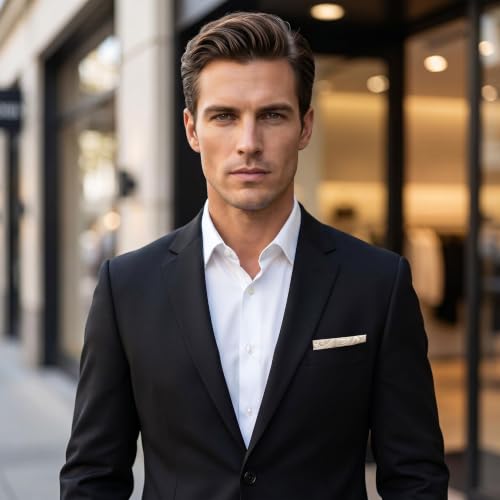 S&W SHLAX&WING Mens Pocket Square Paisley Multicolor Large for Business Wedding - color: Ah6