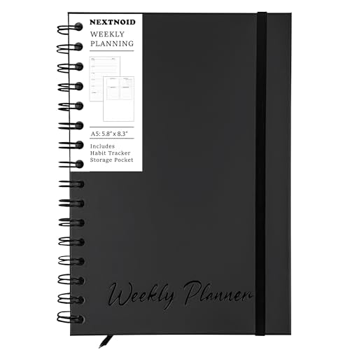Nextnoid A5 Undated Weekly Planner with Goal & Habit Tracker, Spiral Black - color: a-Black, style: b-Weekly Undated